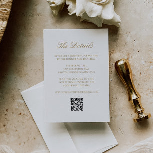 Cartão De Informações Grinalda de Ouro Monograma Código QR Casamento Ele
