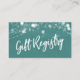 Cartão De Informações Grunge Lights Casual Script Teal Gift Registry