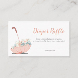 Cartão De Informações Guarda-chuvas com Flores Fralda Raffle Ticket