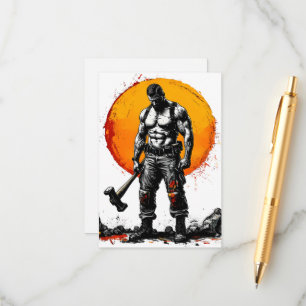 Cartão De Informações guerreiro barbárie fantasia medieval força do humm