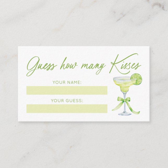 Cartão De Informações Guess How Many Kisses Bridal Shower Game Card (Frente)