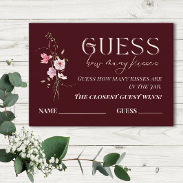 Cartão De Informações Guess How Many Kisses Bridal Shower Game Card
