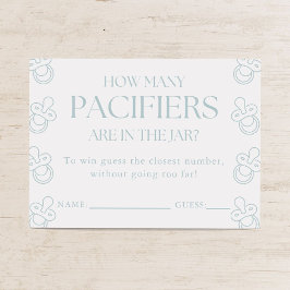 Cartão De Informações Guess How Many Pacifiers Boy Baby Shower Game
