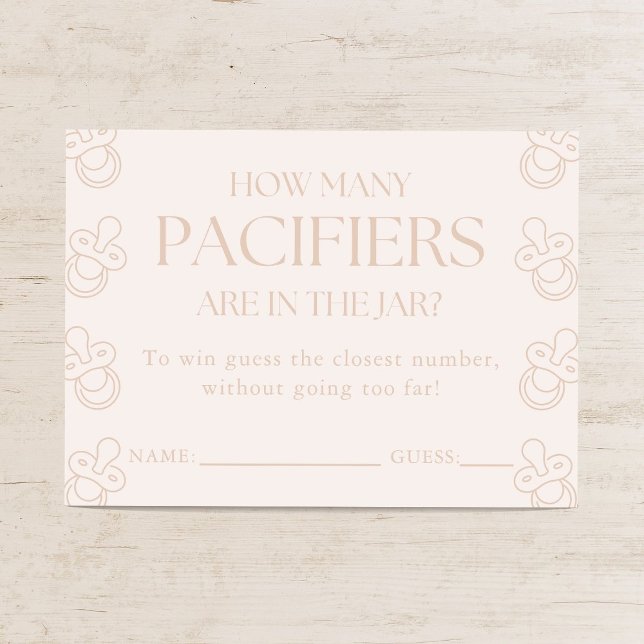 Cartão De Informações Guess How Many Pacifiers Girl Baby Shower Game (Criador carregado)