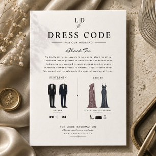 Cartão De Informações Guia de Código de Vestimenta de Casamento Luxuoso
