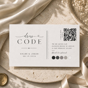 Cartão De Informações Guia de Cores de Casamento Minimalista Black Tie e