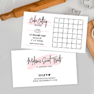 Cartão De Informações Guia de Corte de Bolo Quadrado de 12" 2x2 Serviços