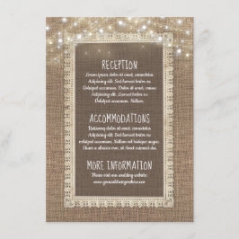 Cartão De Informações Guias Burlap e String Lights Convidado de Informaç