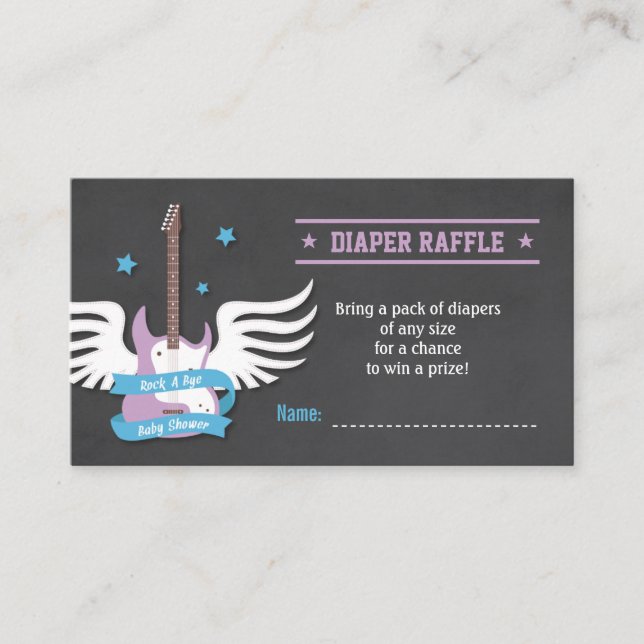Cartão De Informações Guitarra Elétrica Rock a Bye Fralda Raffle (Frente)