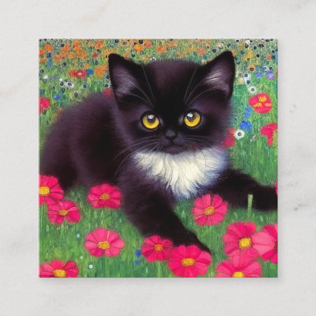 Cartão De Informações Gustav Klimt Tuxedo Cat (Frente)