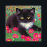Cartão De Informações Gustav Klimt Tuxedo Cat<br><div class="desc">Cartões de gabinete com um gato gustav Klimt tuxedo! Este adorável gatinho preto e branco se senta num campo de flores vermelhas,  azuis,  brancas e laranja. Um presente incrível para amantes de gatos e entusiastas de arte austríacos!</div>