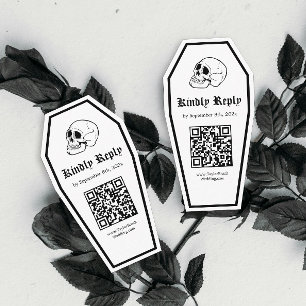 Cartão De Informações Halloween Coffin Wedding RSVP Qr Code DIY