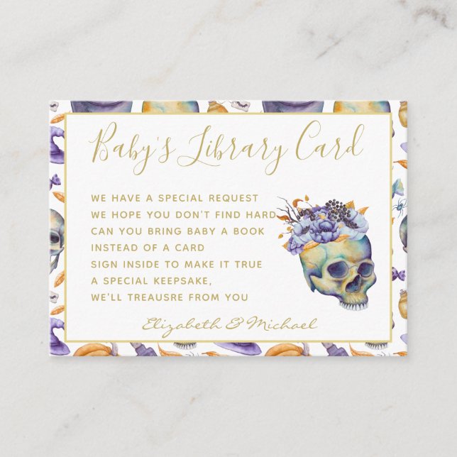 Cartão De Informações Halloween de Solicitação de Livro da Biblioteca do (Frente)