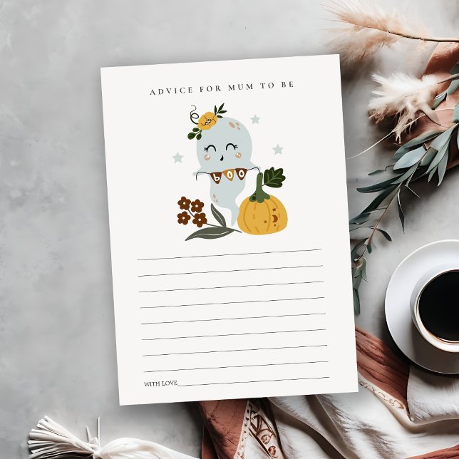 Cartão De Informações Halloween Ghost Boo Advice para Mãe Chá de fraldas (Criador carregado)