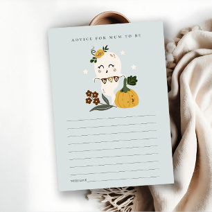 Cartão De Informações Halloween Ghost Boo Advice para Mãe Chá de fraldas
