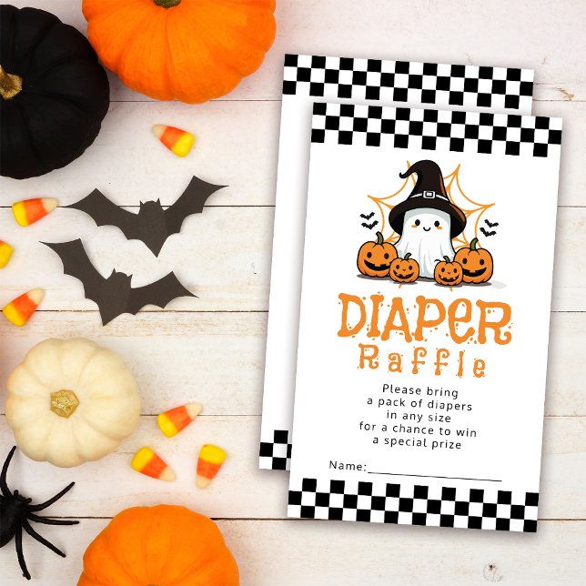 Cartão De Informações Halloween Ghost Chá de fraldas Fralda Raffle (Criador carregado)