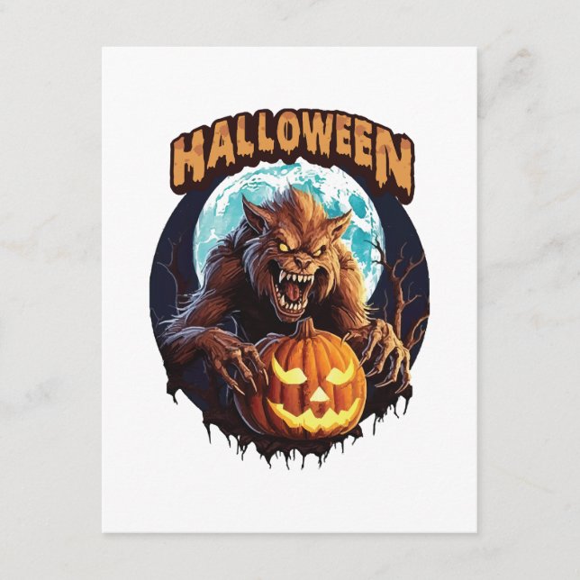 Cartão De Informações Halloween Werewolf (Frente)