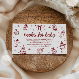 Cartão De Informações Hand Drawn Christmas Baby Shower Books for Baby