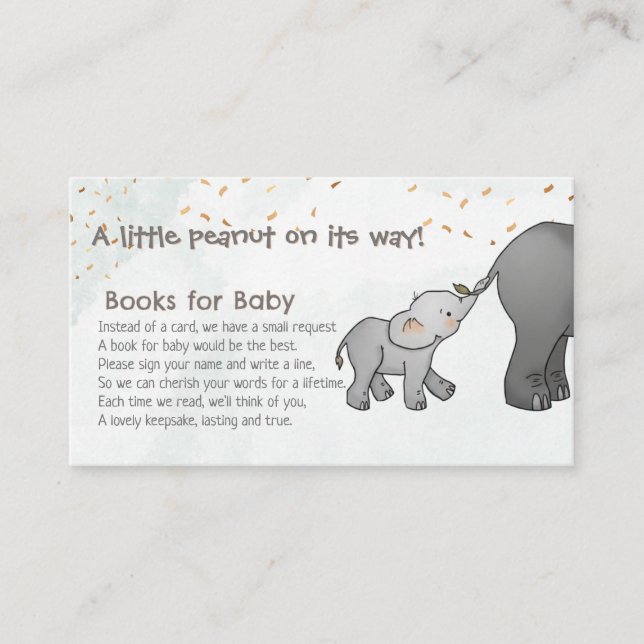 Cartão De Informações Hand Drawn Elephant Little Peanut Books for Baby (Frente)