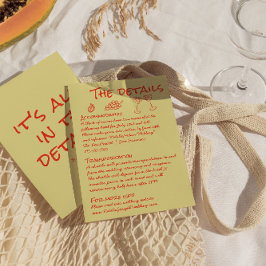 Cartão De Informações Hand Drawn Red Quirky Unique Fun Wedding Details