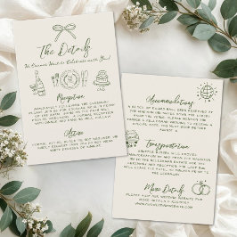 Cartão De Informações Hand Drawn Retro Wedding Details