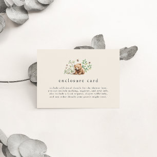 Cartão De Informações HANNAH Sexo Chá de fraldas neutro Vintage Woodland