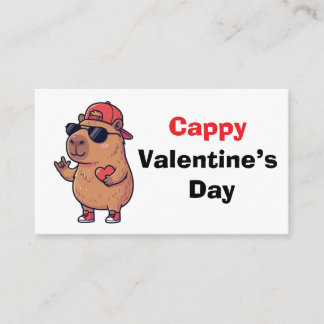 Cartão De Informações Happy Valentine's Day Cool Capybara Classroom Card