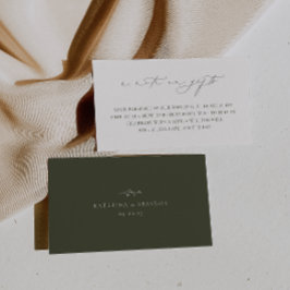 Cartão De Informações HARMONY Olive Green Casamento Uma Nota Sobre Prese