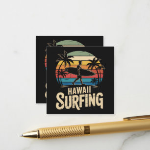Cartão De Informações Havaí Surf Retro - Surfista Vintage Praia do Pôr d