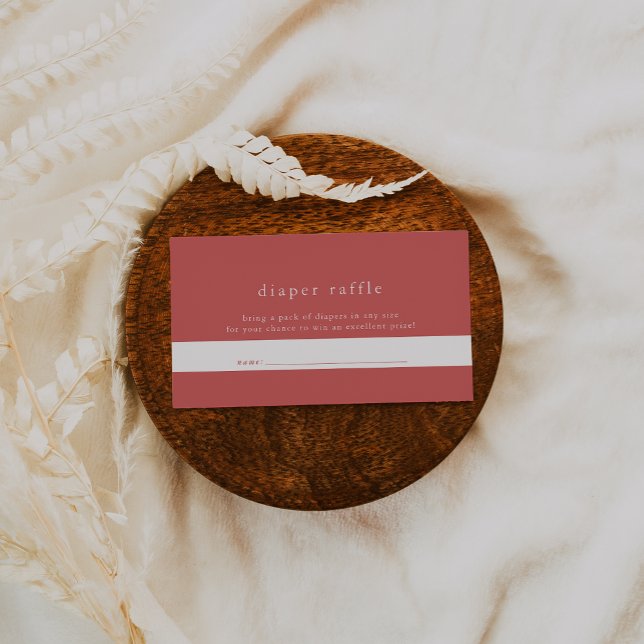 Cartão De Informações HEIDI Red Summer Simple Chá de fraldas Raffle (HEIDI Red Summer Simple Baby Shower Diaper Raffle Enclosure Card)