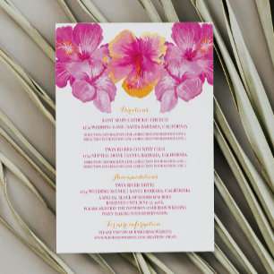 Cartão De Informações Hibiscus Floral Detalhes do Casamento Bruto