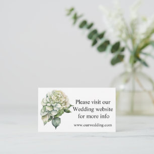 Cartão De Informações Hídrangas florais de cor branca esverdeada Elegant