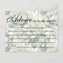 Cartão De Informações Hídrangas florais de cor branca esverdeada Elegant