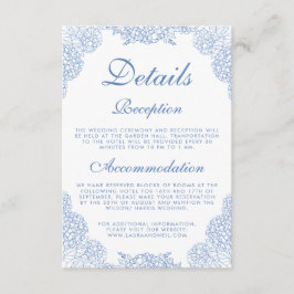 Cartão De Informações Hidrangea moderna Dusty Blue Floral Detalhes