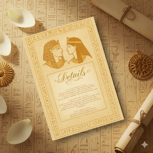 Cartão De Informações Hieróglifos Antigos Rei & Rainha Casamento Egípcio