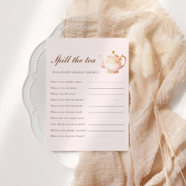 Cartão De Informações High Tea Pastel Pink Bridal Shower Party Game