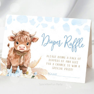 Cartão De Informações Highland Cow Holy Cow baby boy shower 