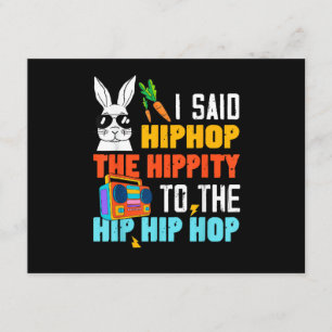 Cartão De Informações Hip Hop Hippity Coelho de Páscoa Divertido Meninos