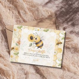 Cartão De Informações Honeycomb Floral Bee Baby Shower Diaper Raffle