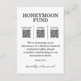Cartão De Informações Honeymoon Fund QR Code Enclosure Card
