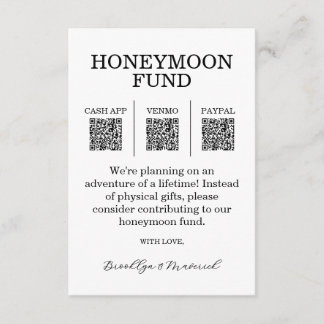 Cartão De Informações Honeymoon Fund QR Code Enclosure Card