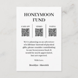 Cartão De Informações Honeymoon Fund QR Code Photo Enclosure Card