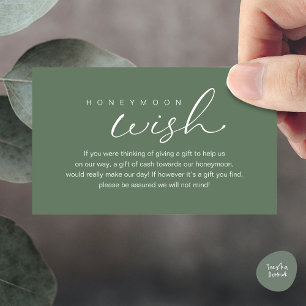 Cartão De Informações Honeymoon Wish, casamento romântico moderno