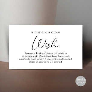 Cartão De Informações Honeymoon Wish, casamento romântico moderno