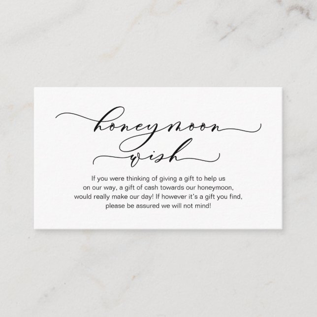 Cartão De Informações Honeymoon Wish, moderna design romântica C (Frente)