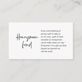 Cartão De Informações Honeymoon Wish ou Fund, Script Moderno