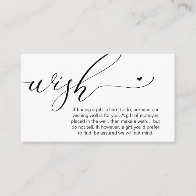 Cartão De Informações Honeymoon Wish Wishing Well, Fund, A Note On Gifts (Frente)