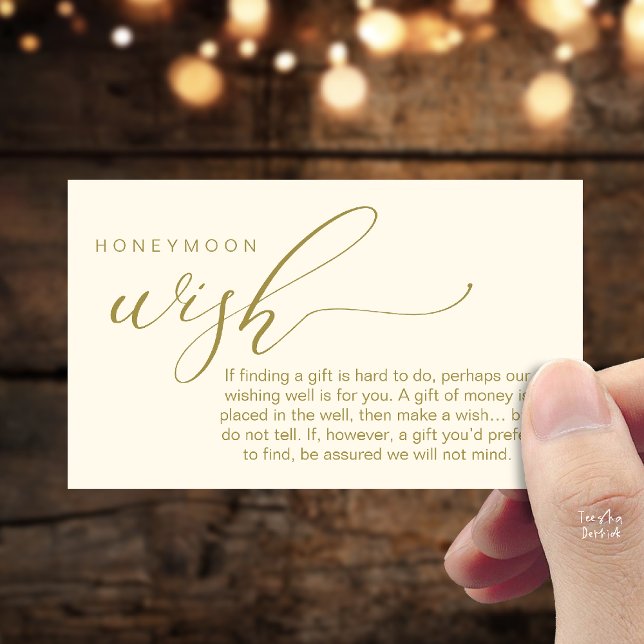 Cartão De Informações Honeymoon Wish Wishing Well, Fund, A Note On Gifts (Honeymoon Fund Wishing Well, Wish, A Note On Gifts Enclosure Card in Yellow Gold)