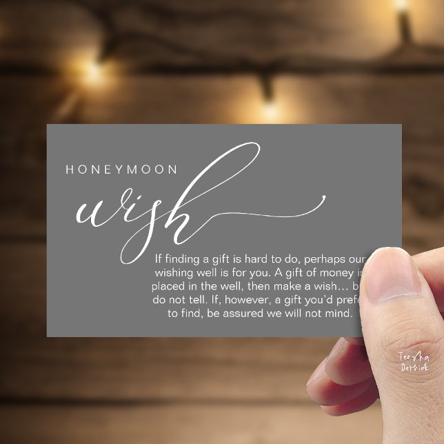 Cartão De Informações Honeymoon Wish Wishing Well, Fund, A Note On Gifts (Honeymoon Fund Wishing Well, Wish, A Note On Gifts Enclosure Card in Dark Grey)
