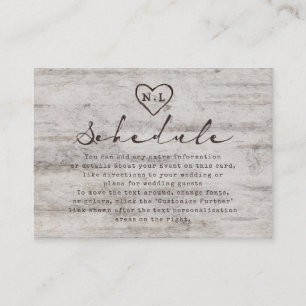 Cartão De Informações Horário de Casamento Russo de Birch da Sweetarts